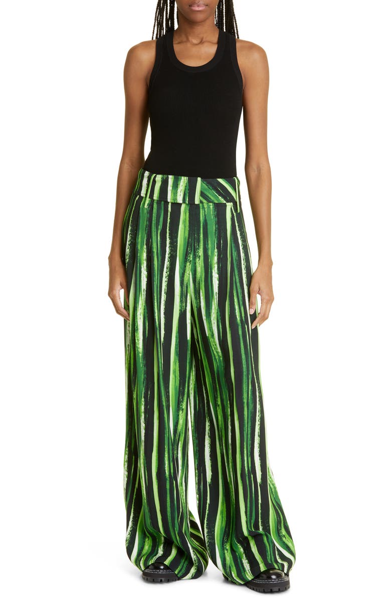 Proenza Schouler Painted Stripe Silk & Cashmere Wide Leg Pants, Alternate, color, 