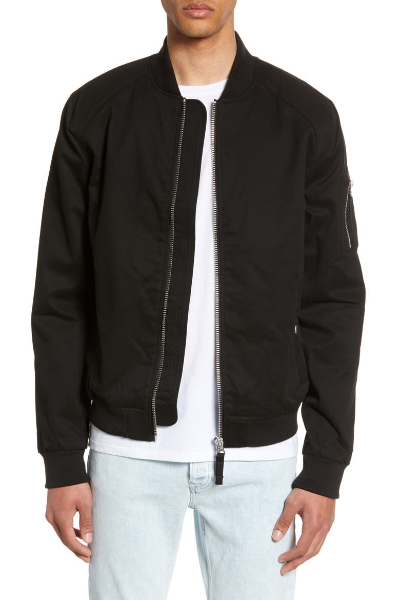 Woven Bomber Jacket, Main, color, BLACK