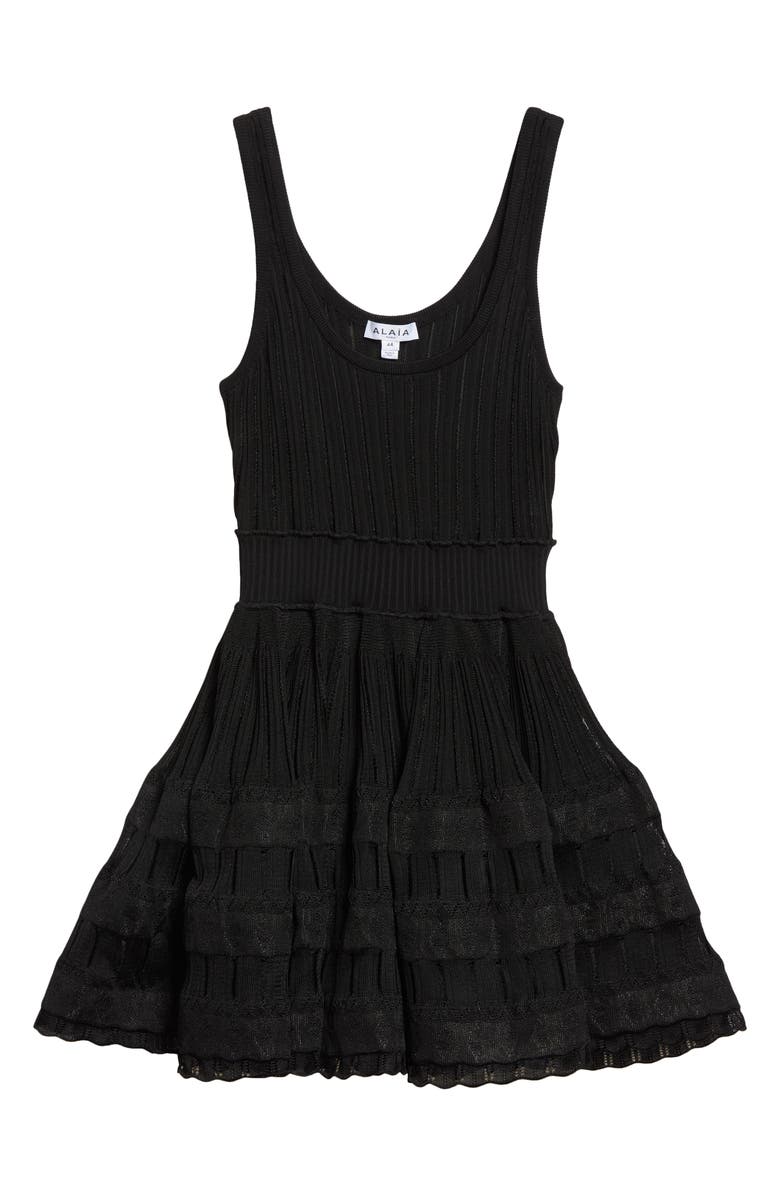 Alaïa Mixed Stitch Sleeveless Skater Dress, Alternate, color,