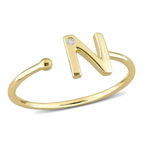 Diamond Initial Ring 10k Yellow Gold