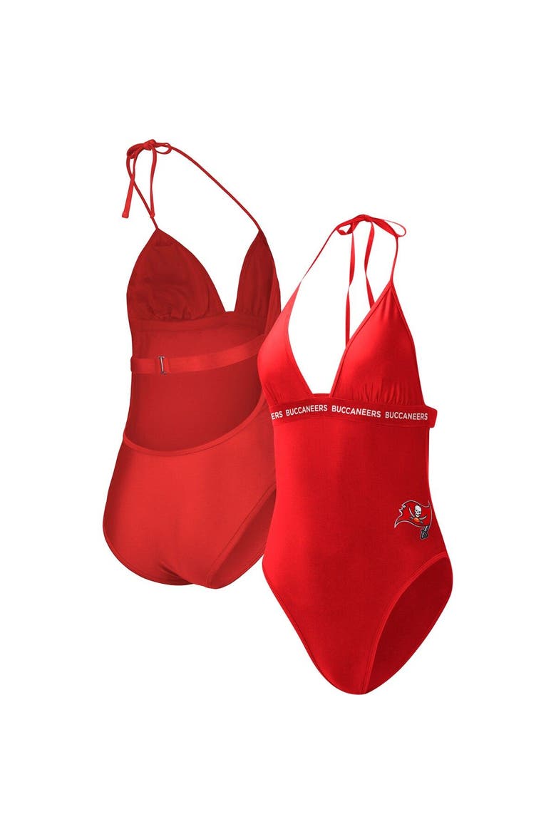 Women's G-III 4Her by Carl Banks Red Tampa Bay Buccaneers Full Count One-Piece Swimsuit, Main, color, Red