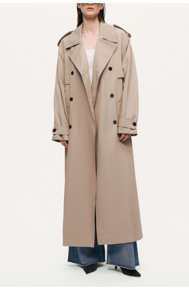 Nocturne Oversized Double-Breasted Trench Coat, Alternate, color, Beige