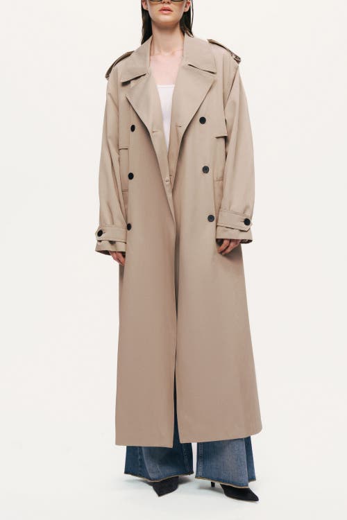 Nocturne Oversized Double-breasted Trench Coat In Neutral