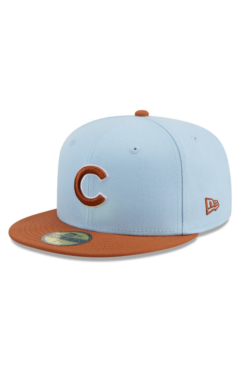 New Era Men's New Era Light Blue/Brown Chicago Cubs Spring Color Basic Two-Tone 59FIFTY Fitted Hat, Main, color, 