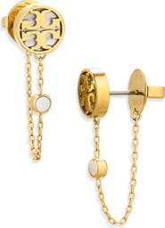 Tory Burch Icon Mother-of-Pearl Chain Linear Earrings