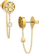 Tory Burch Icon Mother-of-Pearl Chain Linear Earrings