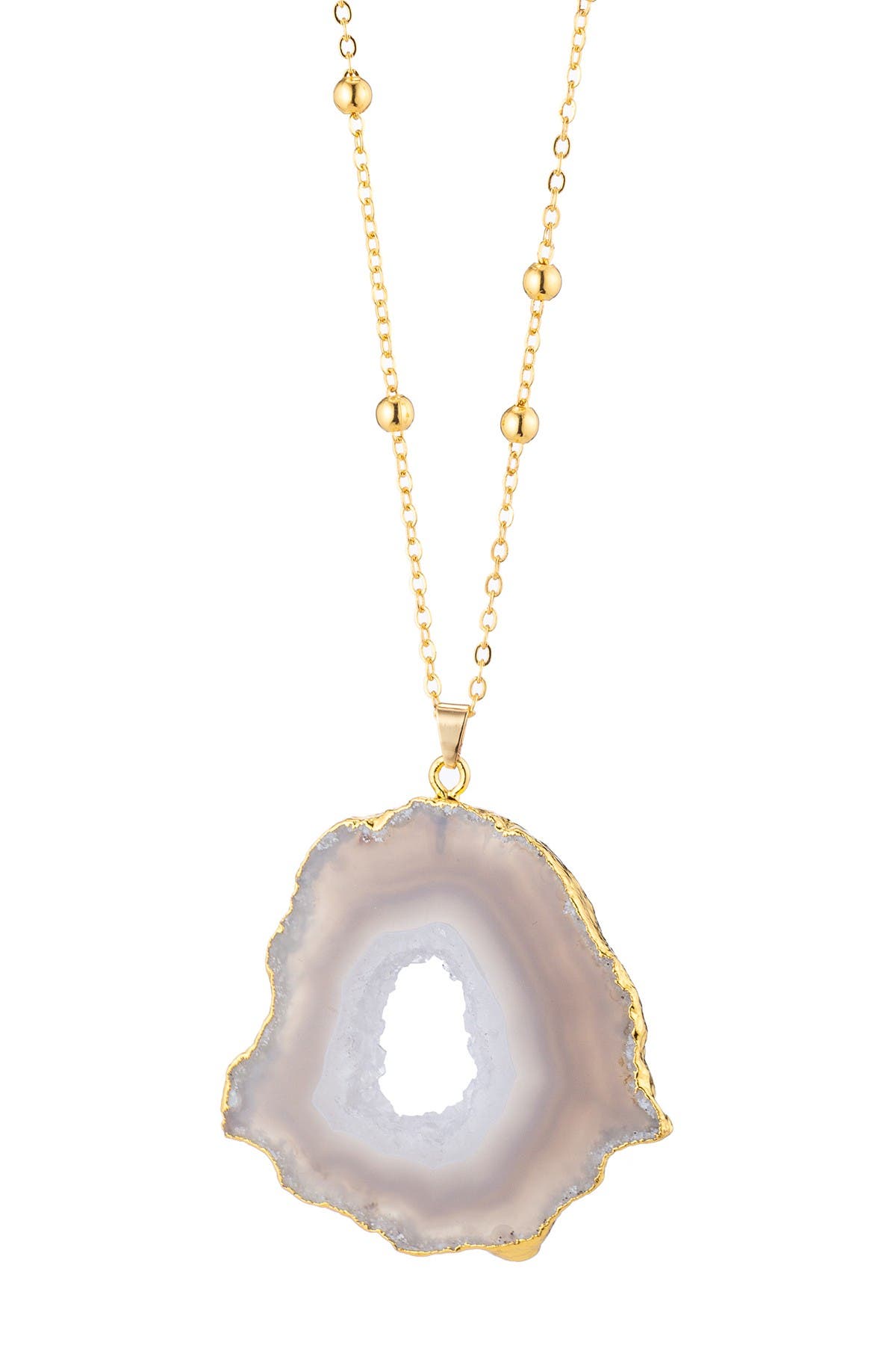 EYE CANDY LOS ANGELES Natural White Agate Stone Pendant Necklace ...