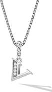 David Yurman Pavé Initial Pendant Necklace in Sterling Silver with Diamond