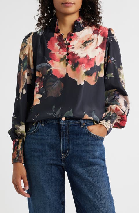 Smocked Cuff Long Sleeve Top