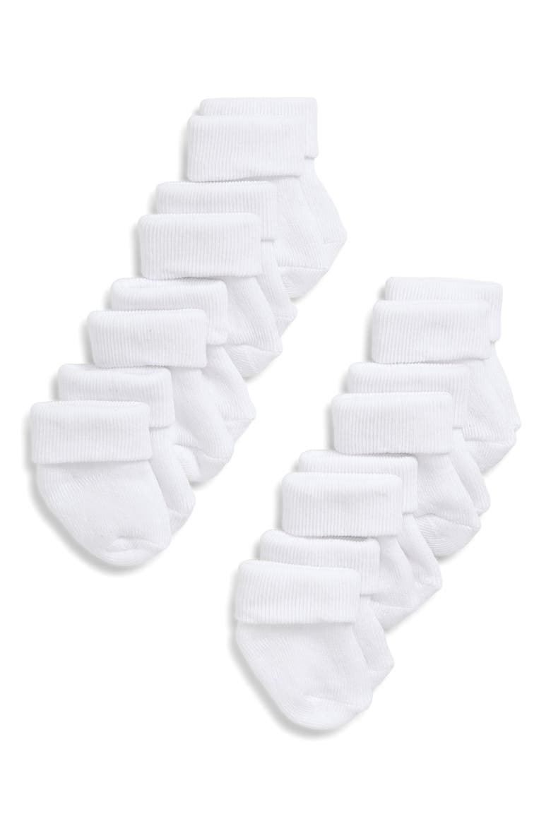 8-Pack Cuffed Crew Socks, Main, color, WHITE
