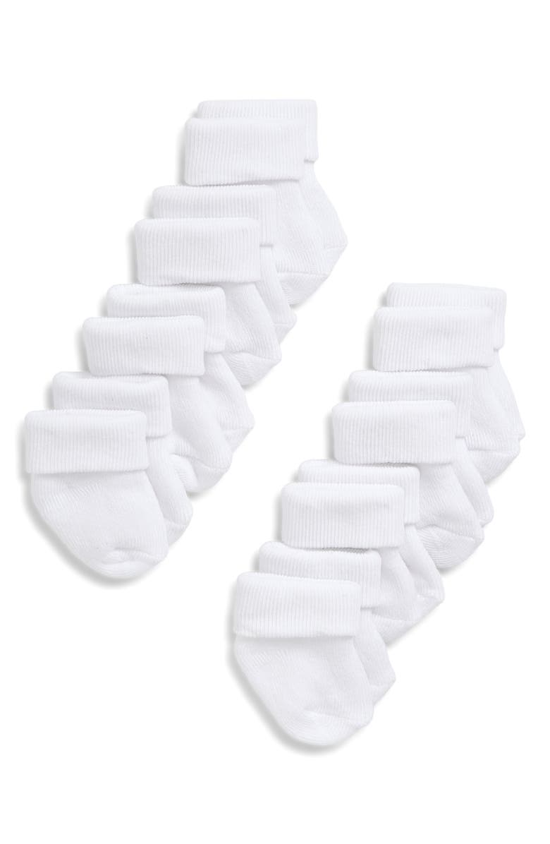 Capelli New York 8-Pack Cuffed Crew Socks, Main, color, White