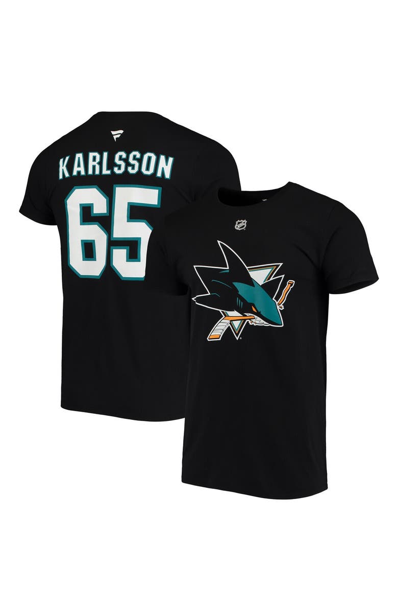 FANATICS Men's Fanatics Branded Erik Karlsson Black San Jose Sharks Team Authentic Stack Name & Number T-Shirt, Main, color, 