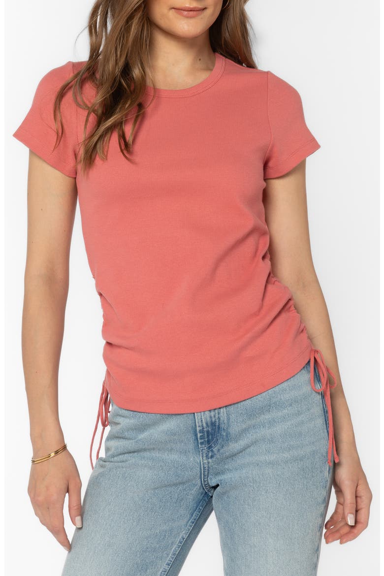 Clemons Side Ruched T-Shirt, Main, color, CANYON ROSE