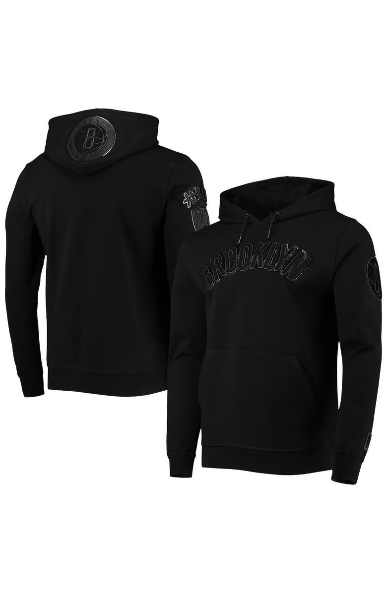 PRO STANDARD Men's Pro Standard Brooklyn Nets Triple Black Gloss Pullover Hoodie, Main, color,