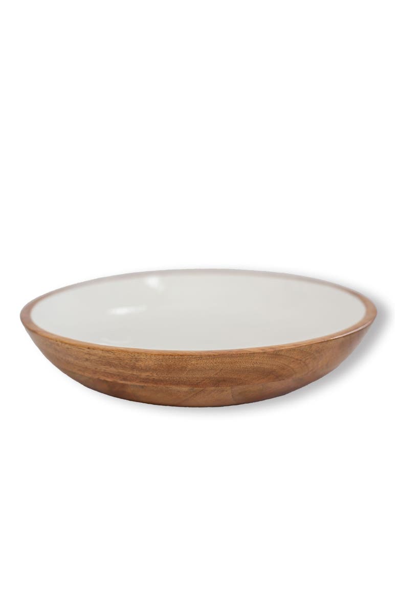 Wood + White Collection Mango Wood Serving Bowl, Large, Main, color, White, Brown