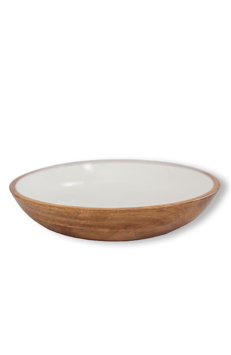 Jeanne Fitz Wood + White Collection Mango Wood Serving Bowl, Large, Main, color, White, Brown