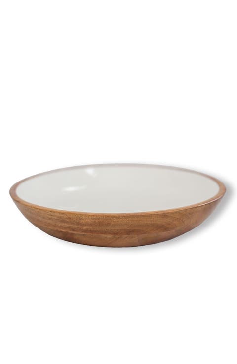 Wood + White Collection Mango Wood Serving Bowl, Large