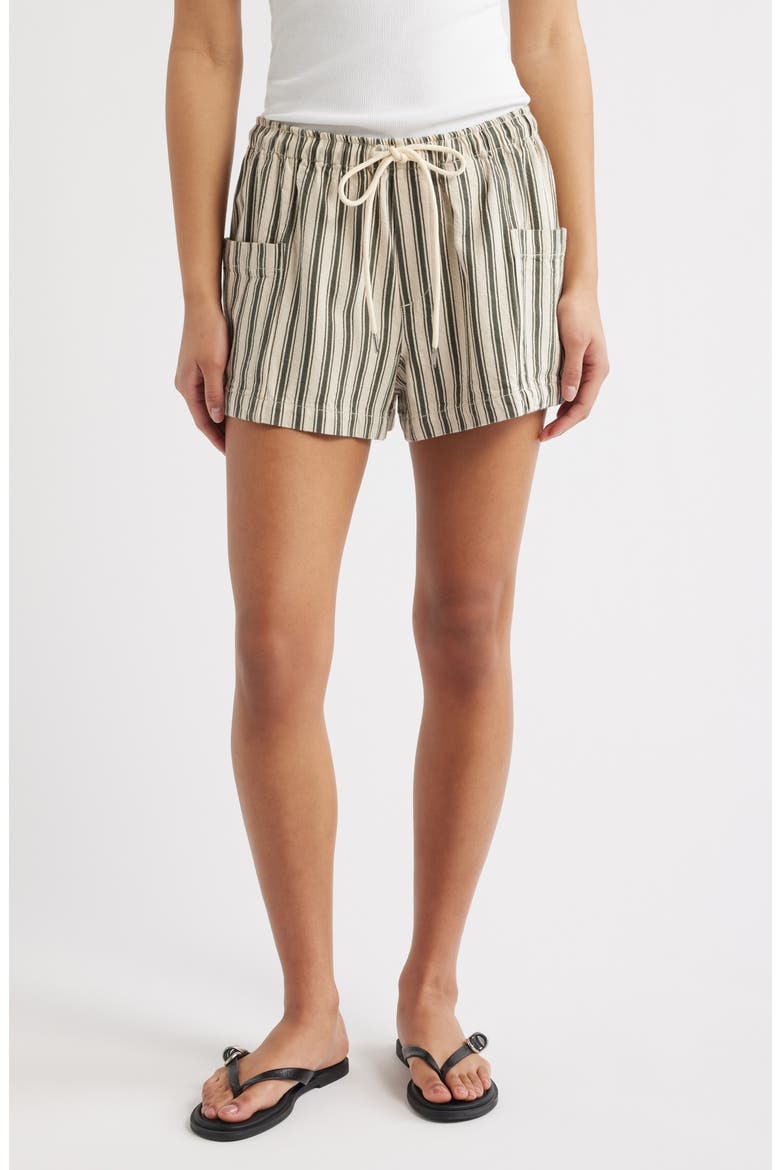 Emery Cotton Blend Drawstring Shorts, Main, color, GREEN STRIPE