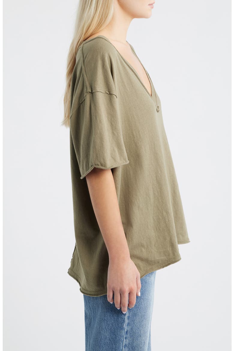 We The Free Nina V-Neck Cotton T-Shirt, Alternate, color, OLIVE STONE