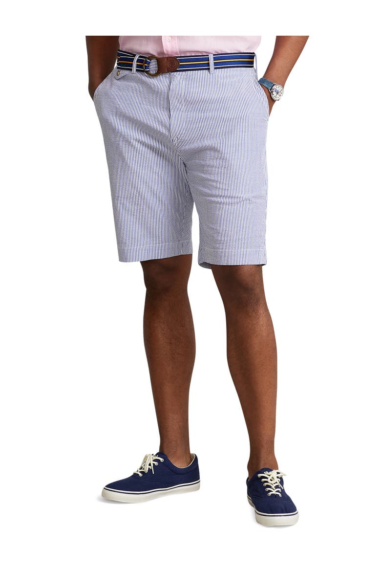 Big & Tall Stretch Classic Fit Seersucker Shorts, Main, color, BLU SEERSKR