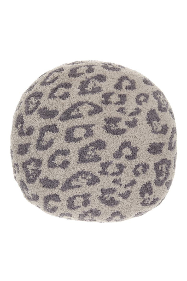 In the Wild Round Leopard Print Pillow, Main, color, LINEN/ GRAPHITE