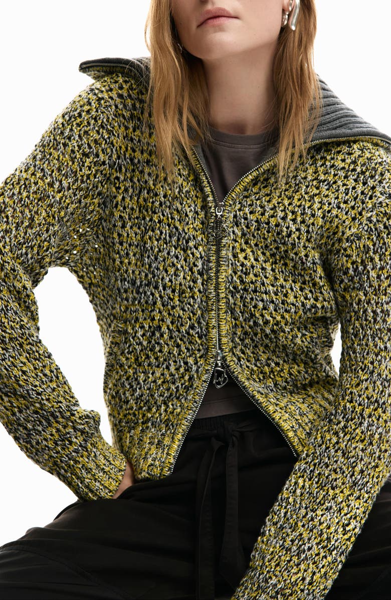 Desigual Knit Jacket, Alternate, color, Anthracite Gray