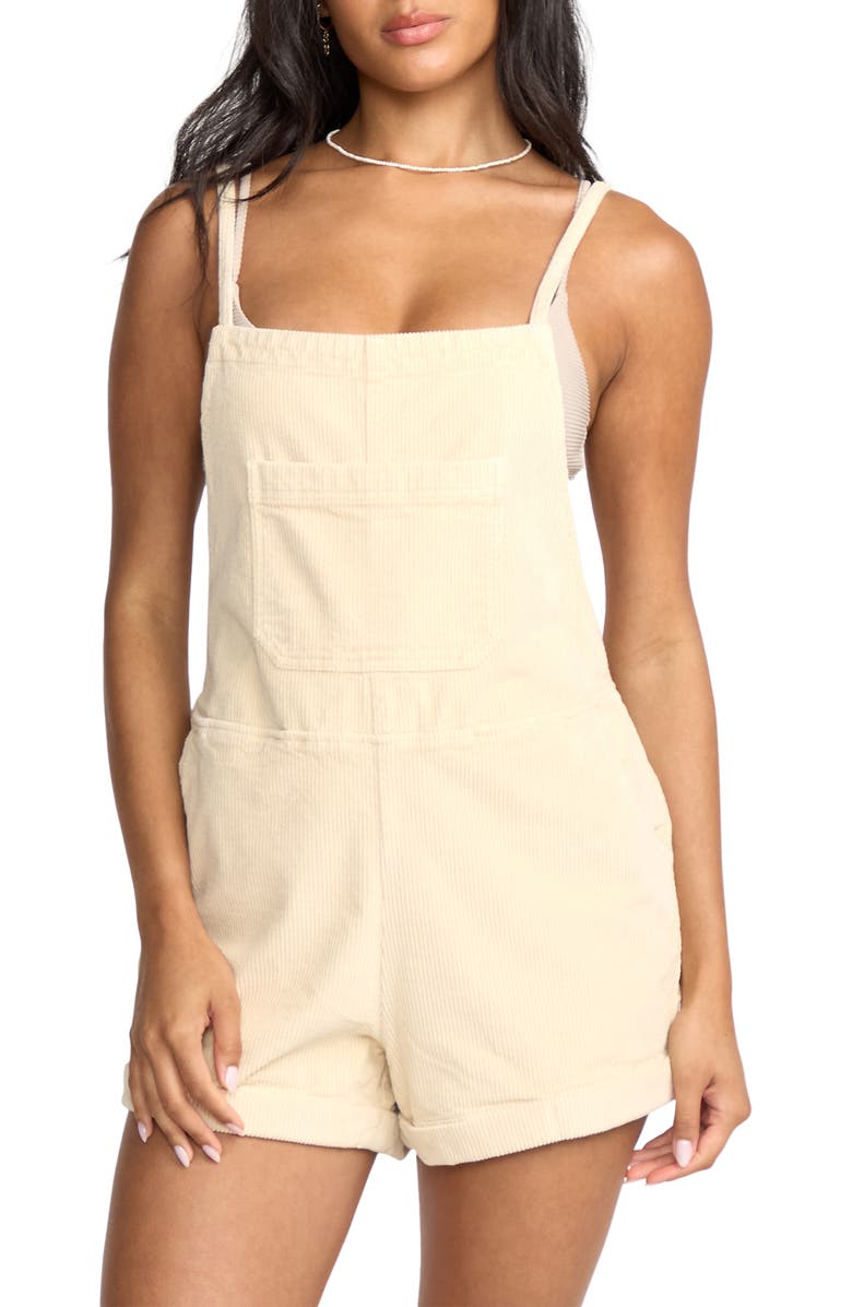 Billabong Wild Pursuit Corduroy Short Overalls, Main, color, White Cap