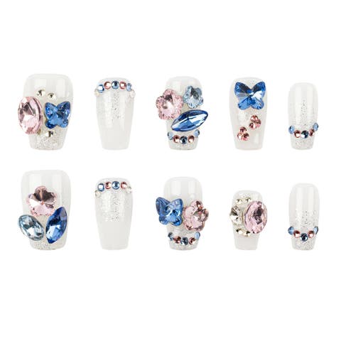 3H Luxury Handmade Press-on Nails - Crystal Blossom