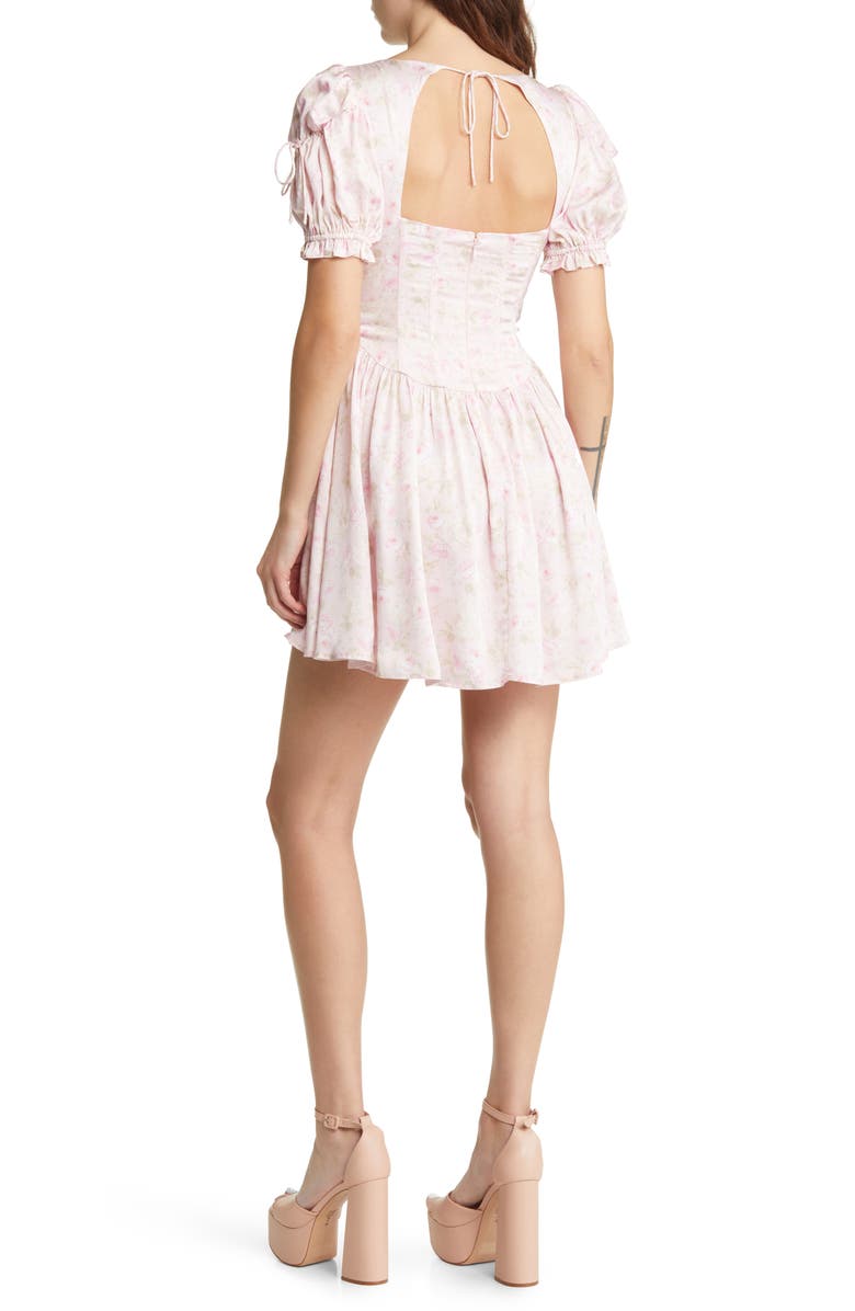 For Love & Lemons Paulina Floral Corset Minidress, Alternate, color, Pink