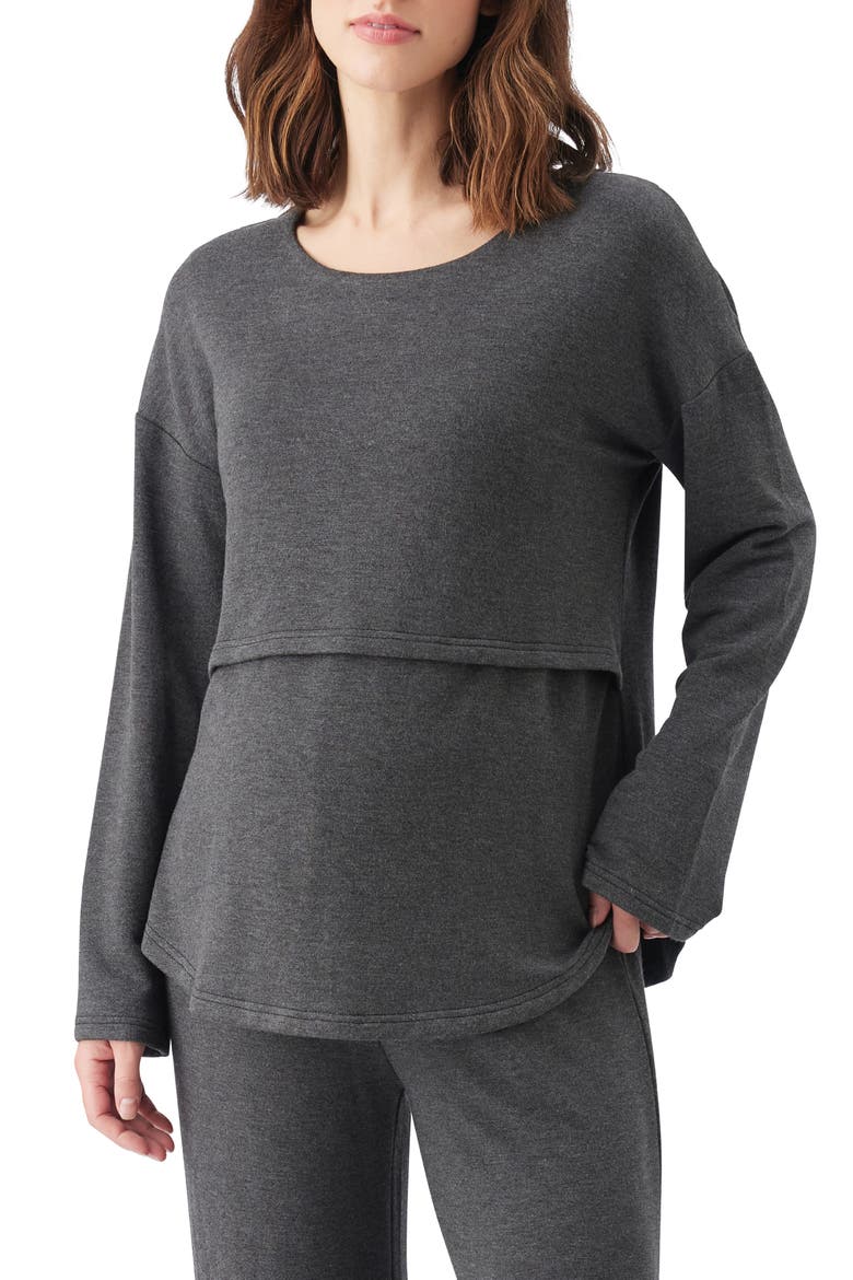 Super Soft Nursing Top, Alternate, color, Charcoal Marle