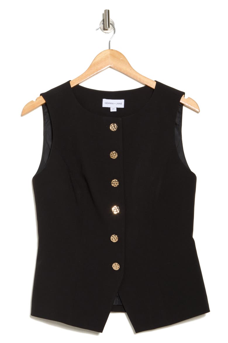 Scoop Neck Vest, Alternate, color, BLACK