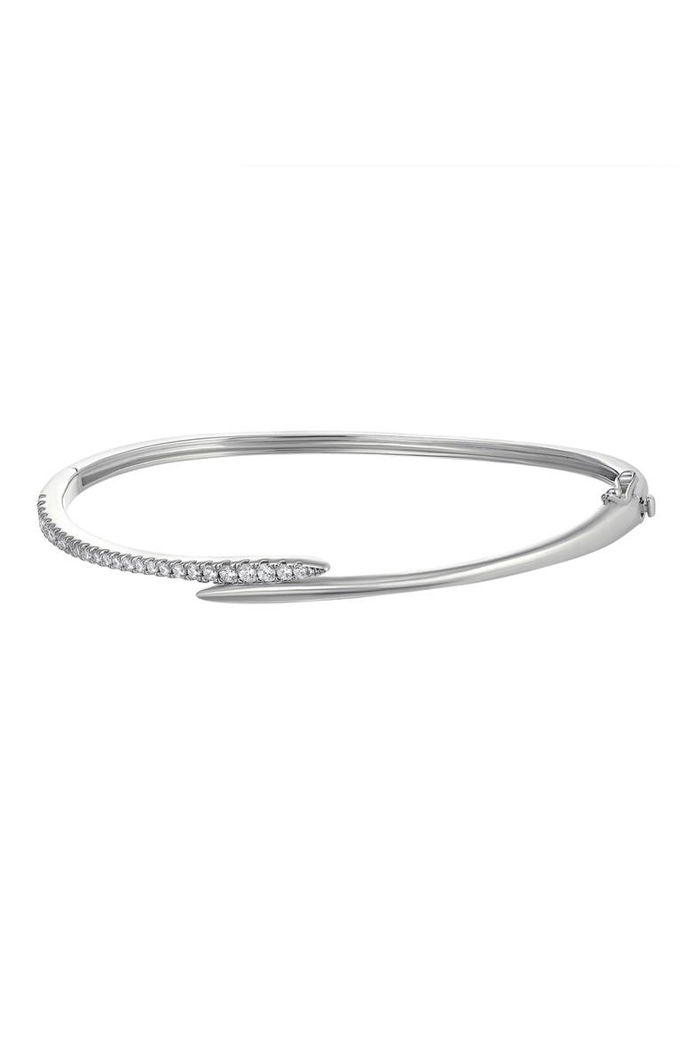 Sterling Silver Cubic Zirconia Bypass Bangle Bracelet, Main, color, SILVER/ CLEAR
