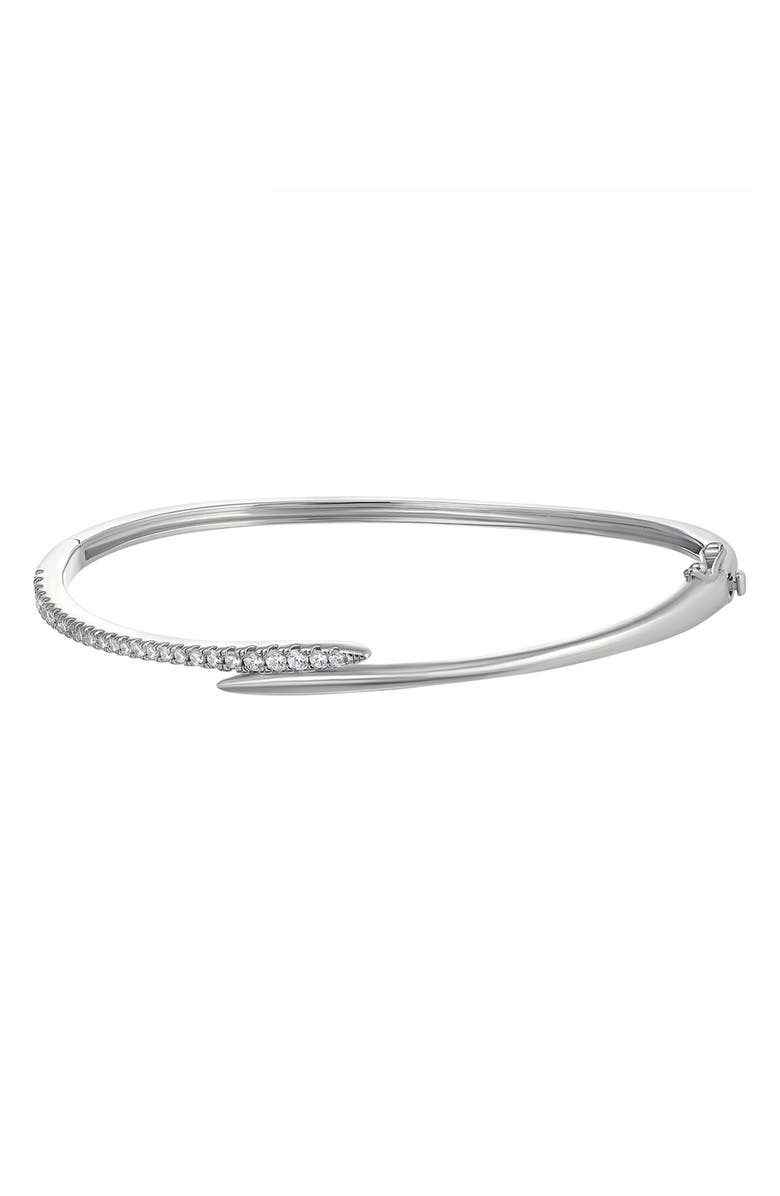 CANDELA JEWELRY Sterling Silver Cubic Zirconia Bypass Bangle Bracelet, Main, color, Silver/ Clear