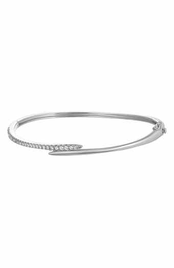 CANDELA JEWELRY Sterling Silver Cubic Zirconia Bypass Bangle Bracelet