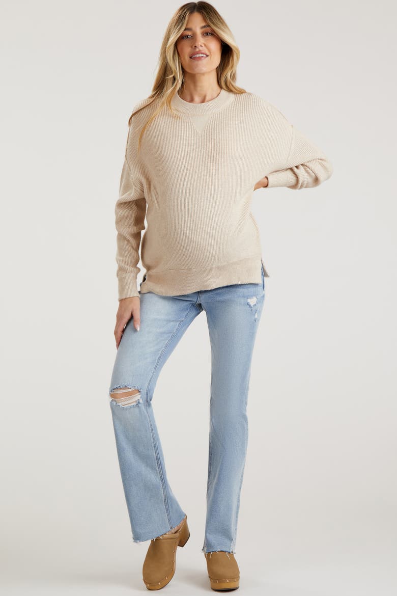 Blue Distressed Bootcut Maternity Jeans, Alternate, color, Blue