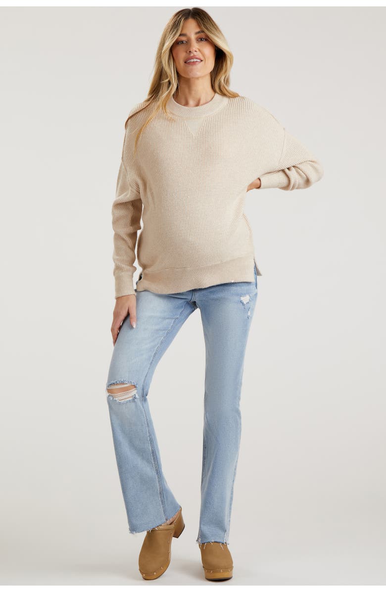 PinkBlush Blue Distressed Bootcut Maternity Jeans, Alternate, color, Blue