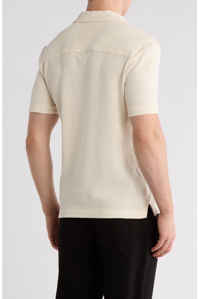 Relaxed Fit Textured Camp Shirt, Alternate, color, CREAM