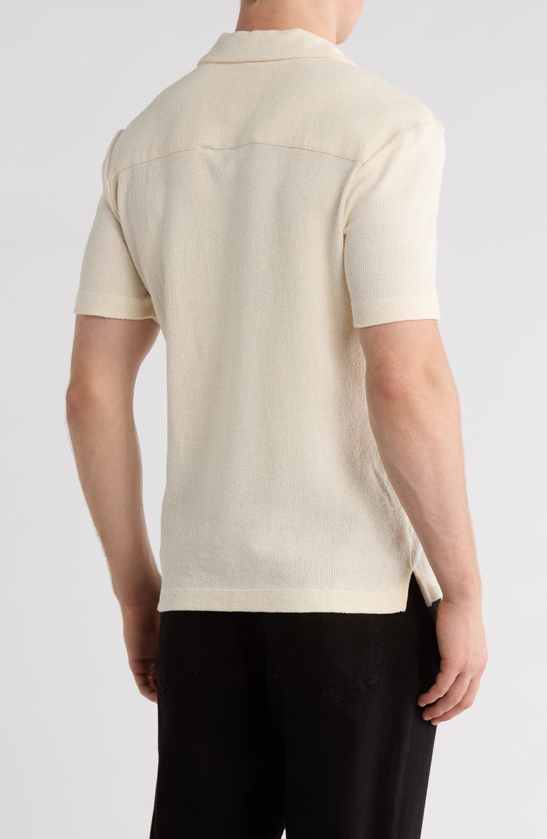 DENIM AND FLOWER Relaxed Fit Textured Camp Shirt, Alternate, color, Cream