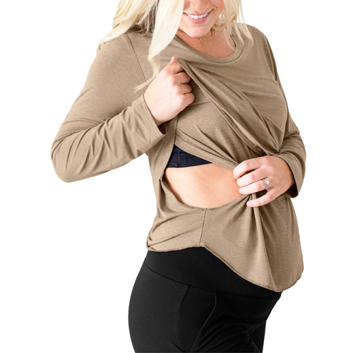 Kindred Bravely Maternity & Nursing Long Sleeve T-shirt In Brown