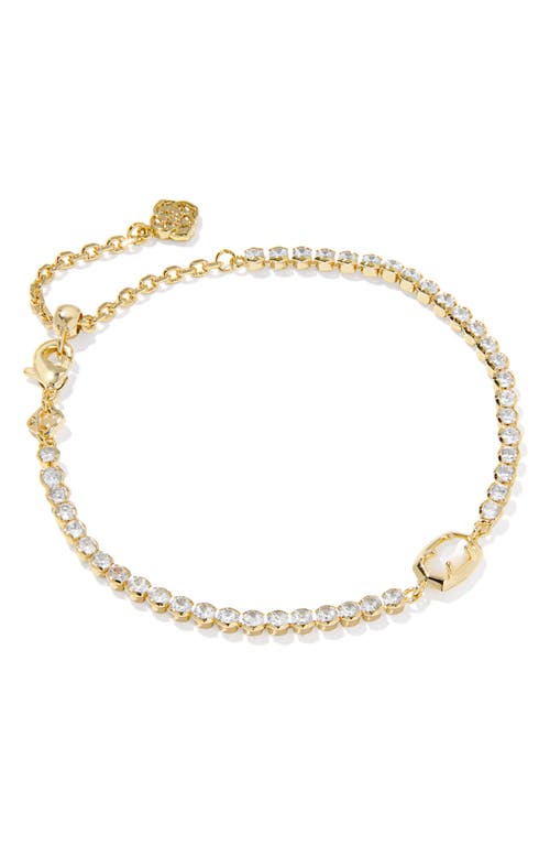 Kendra Scott Emilie Mother-of-pearl & Crystal Tennis Bracelet In Gold