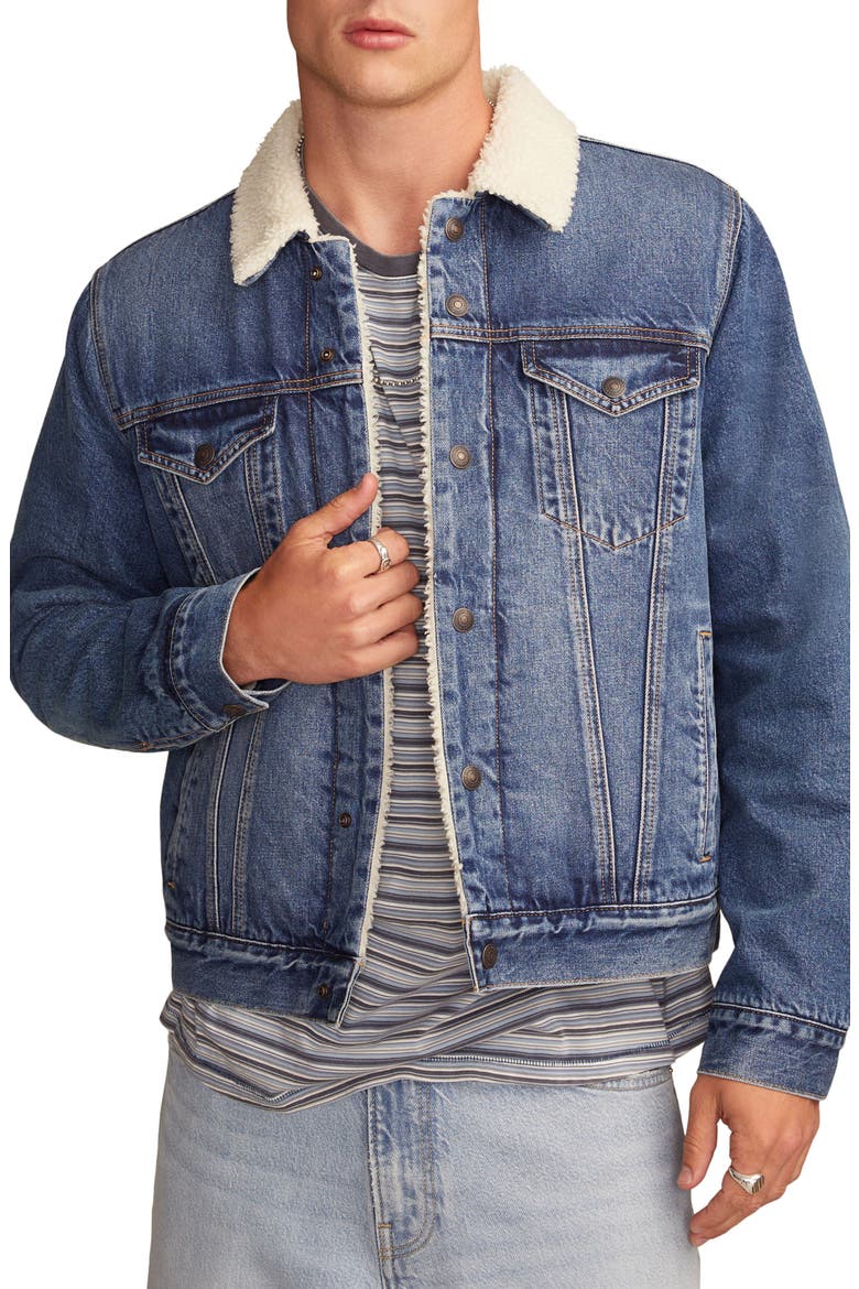 Denim Jacket with Faux Shearling Lining, Main, color, COLD SPRING