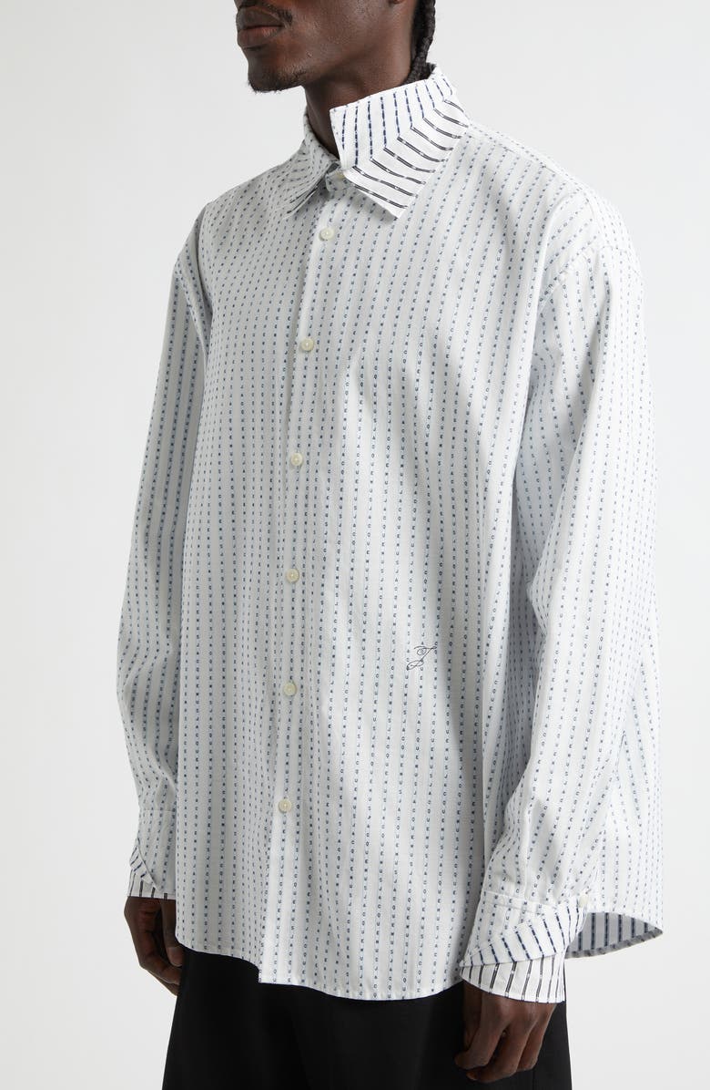 Jacquemus La Chemise Letro Logo Stripe Jacquard Button-Up Shirt, Alternate, color, Jacquard Logo Stripes Typ