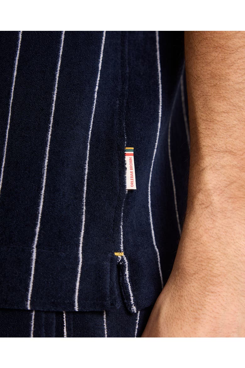 Hawkin Towelling Relaxed Fit Towelling Stripe Shirt, Alternate, color, NIGHT IRIS/WHITE SAND