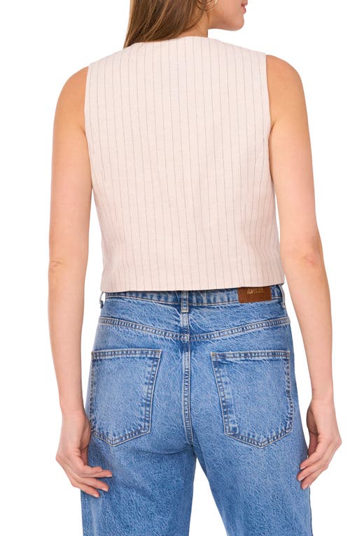 Shop Vince Camuto Pinstripe Cotton & Linen Vest In Almond