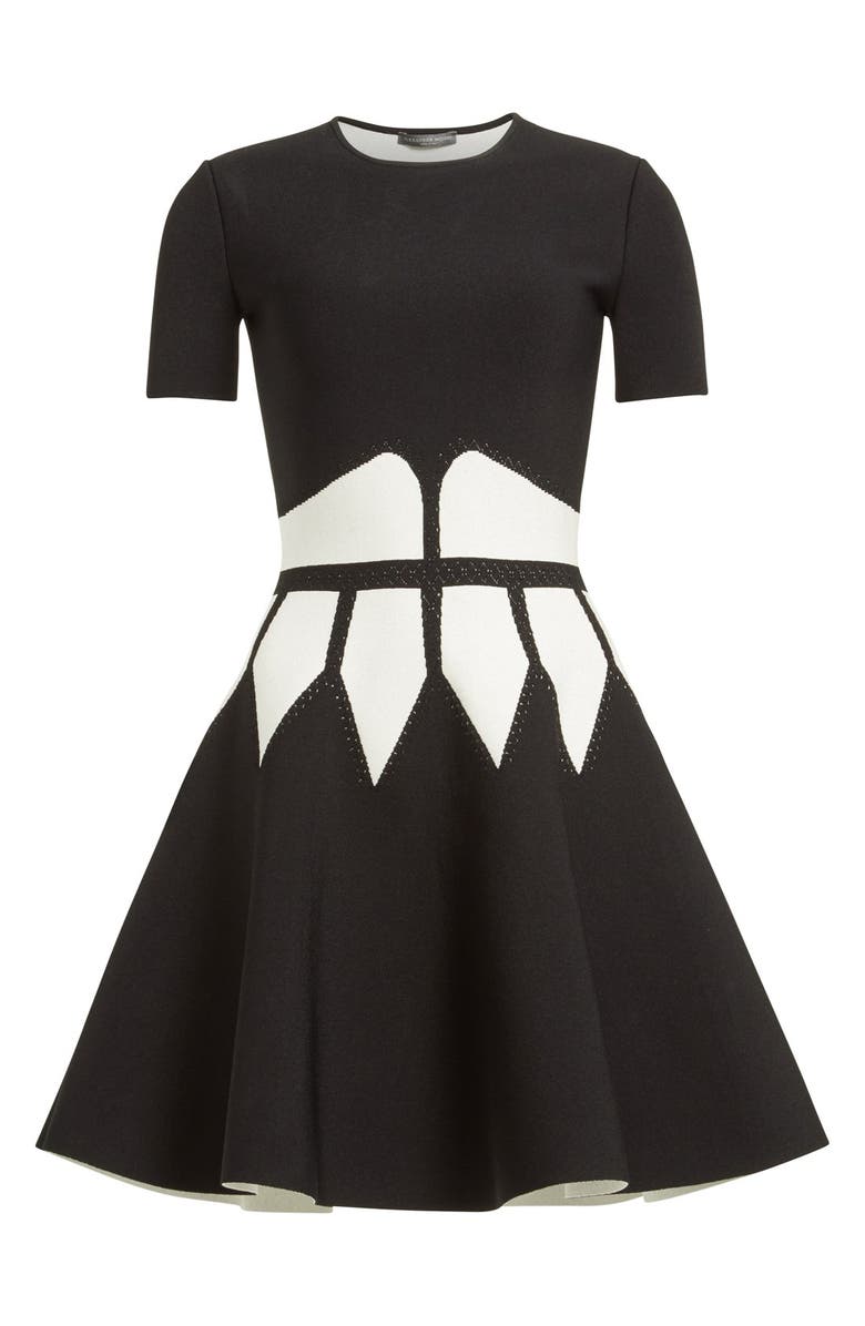 McQueen Alexander McQueen Intarsia Knit Fit & Flare Dress, Alternate, color, 