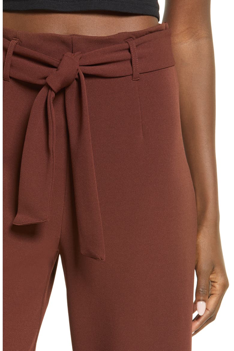 Belted High Waist Pants, Alternate, color, BROWN CHOCOLATE