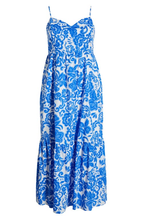 Sugarlips Magee Floral Cabana Sleeveless Maxi Dress In Blue