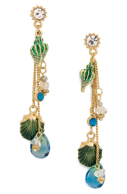 Delia CZ Seashell Charm Dangle Earrings