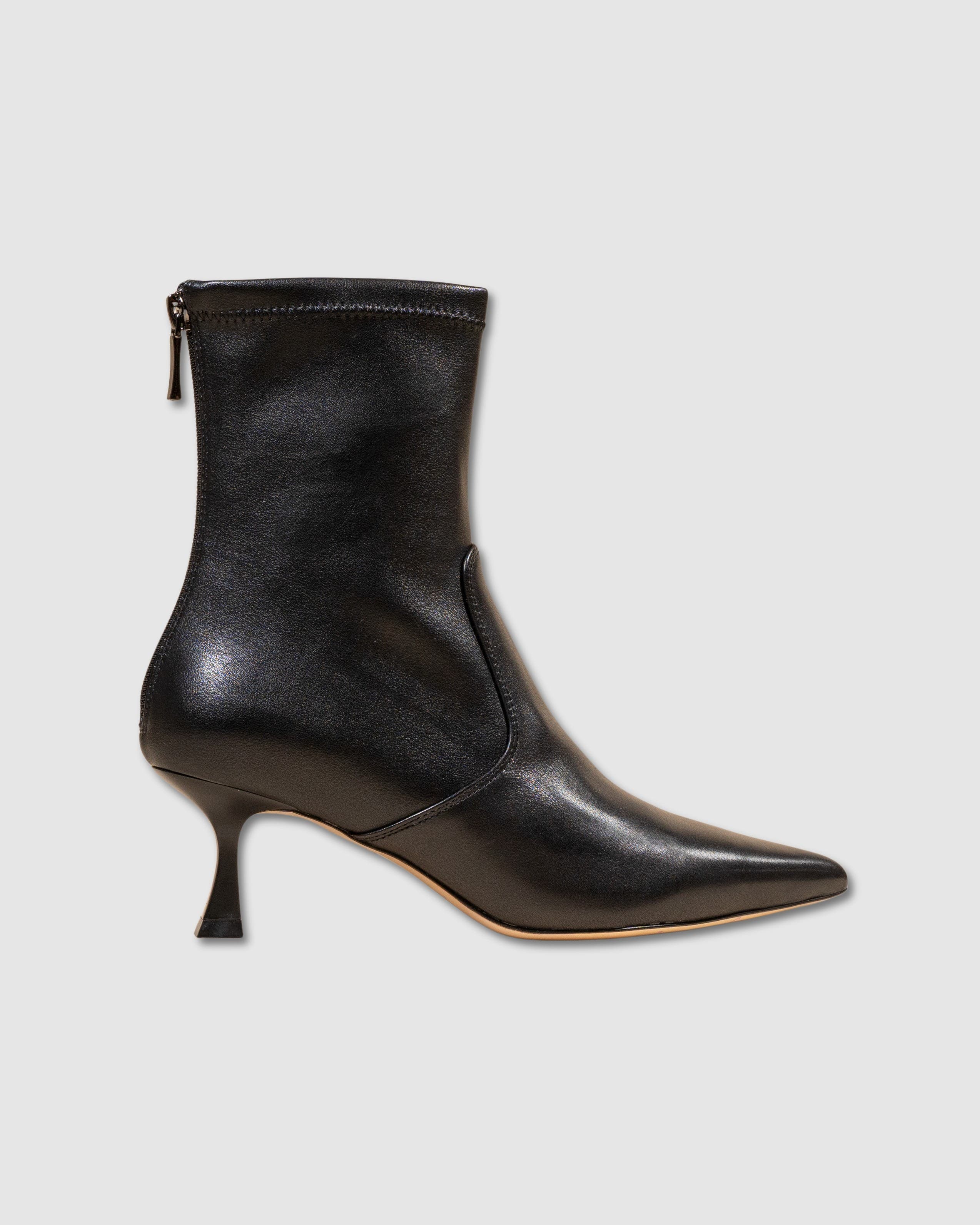 MI/MAI Louise Pointed Toe Low Heel Ankle Boot, Main, color, Black