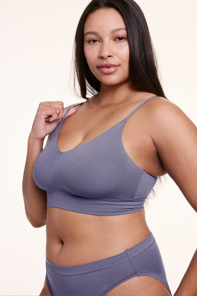 Cloud Cotton Triangle Bralette, Alternate, color, Slate